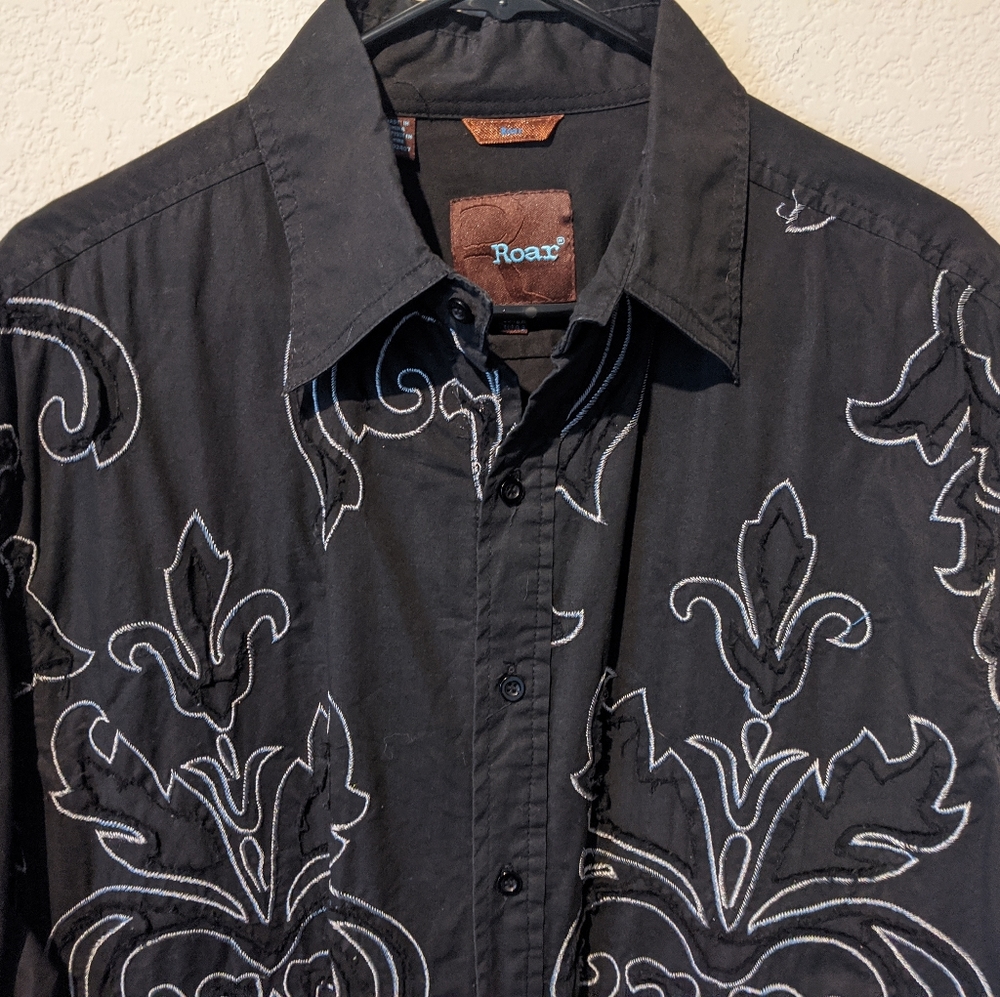 ROAR Casual shirt, black with embroider front